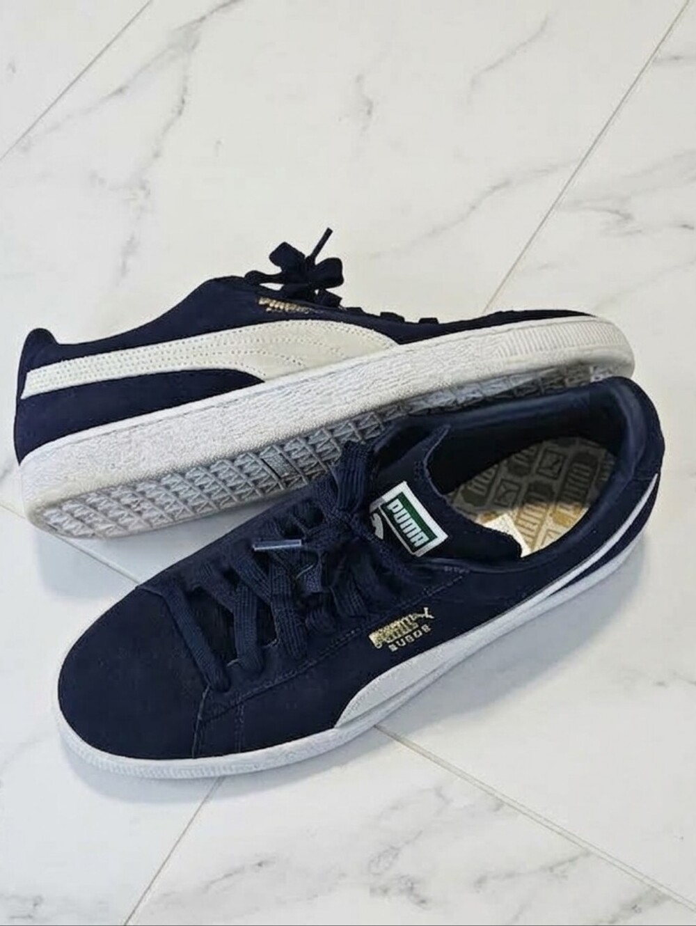 ​Puma Suede Classic Navy Blue White Low Top Sneakers Mens 10.5